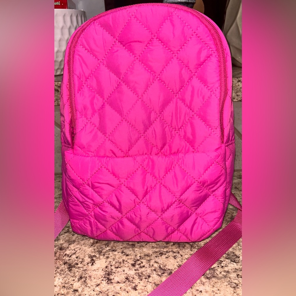 Quilted pink mini backpack